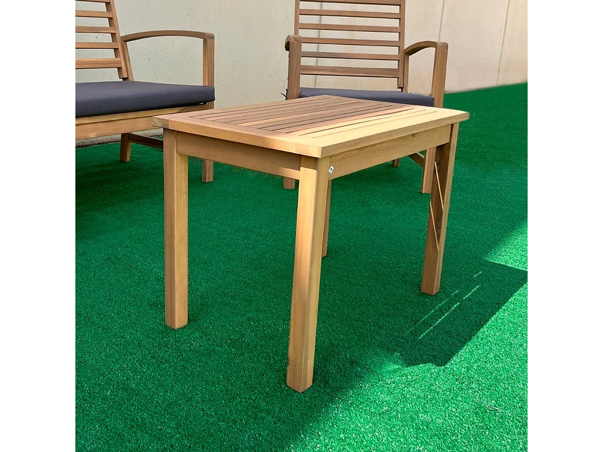 Conjunto de jardín Acacia sofá + 2 sillas + mesa natural/gris