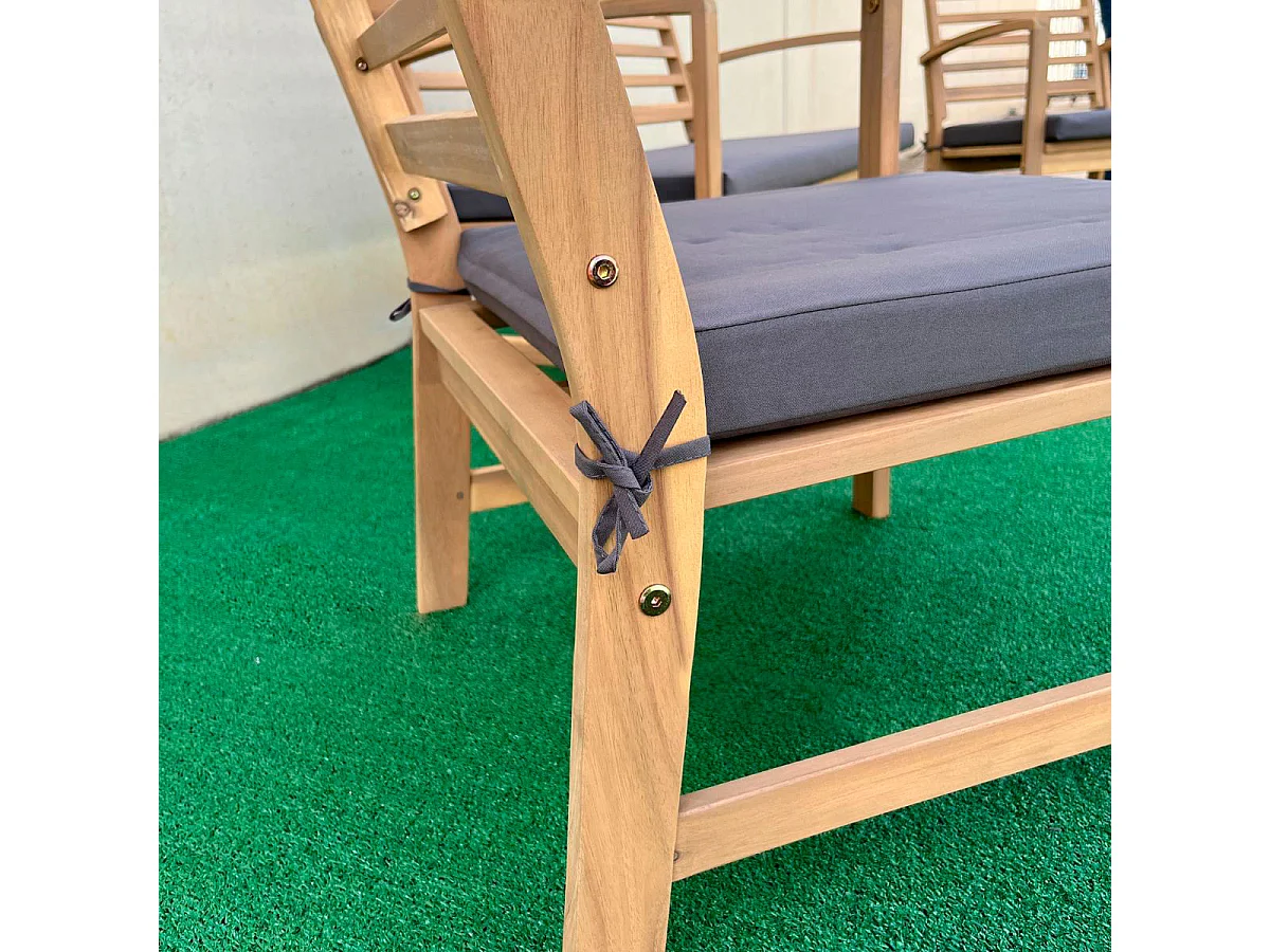 Conjunto de jardín Acacia sofá + 2 sillas + mesa natural/gris