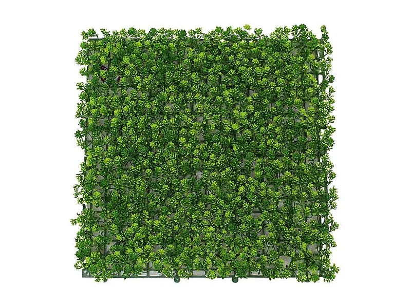 Pack de 4 planchas de jardín vertical artificial hoja redondeada verde