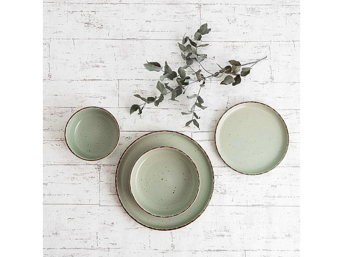 Vajilla Duna Quid 12 piezas 4 servicios cerámica verde