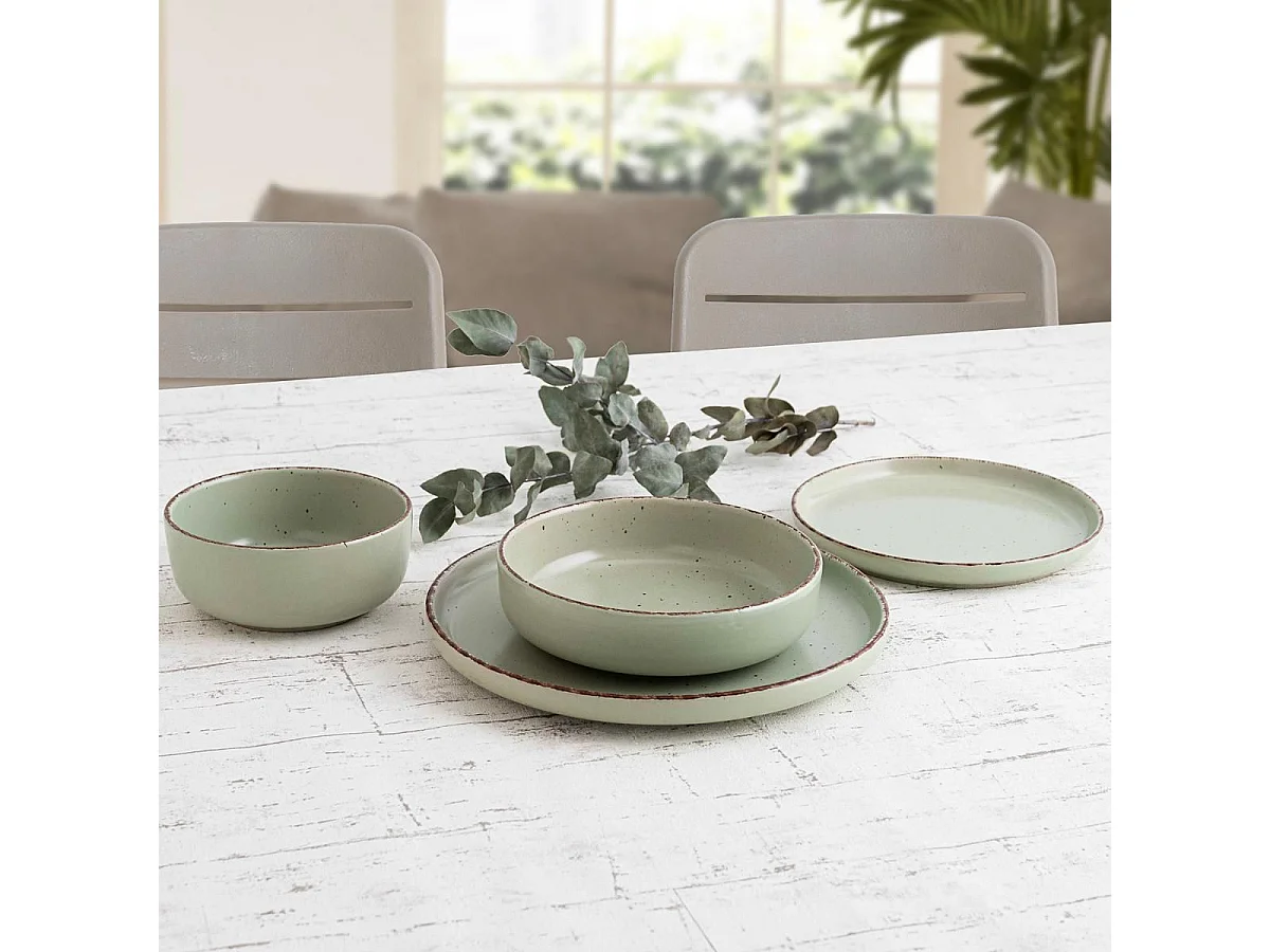 Vajilla Duna Quid 12 piezas 4 servicios cerámica verde