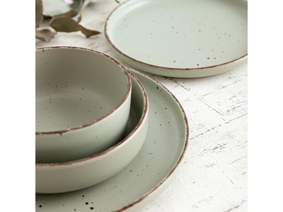 Vajilla Duna Quid 12 piezas 4 servicios cerámica verde