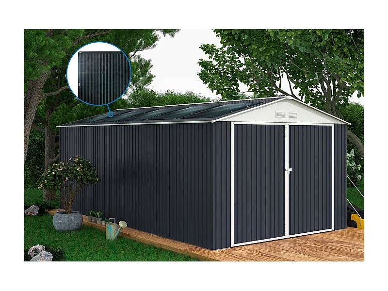 Garagem metálica "Houston" - 15,36 m² Com painel solar - Antracite