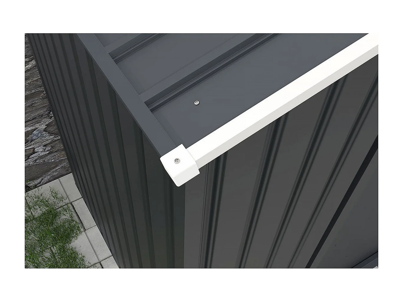 Abri de jardin métal - "Vegas" - 7,06 m² avec gouttière - Gris