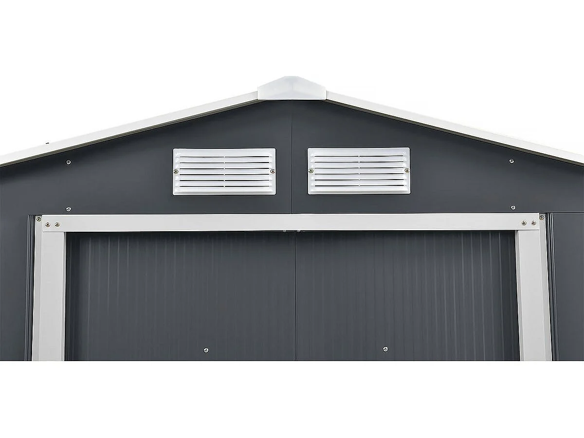 Metalowa szopa ogrodowa - "Vegas" - 7,06 m² z rynną - Szara