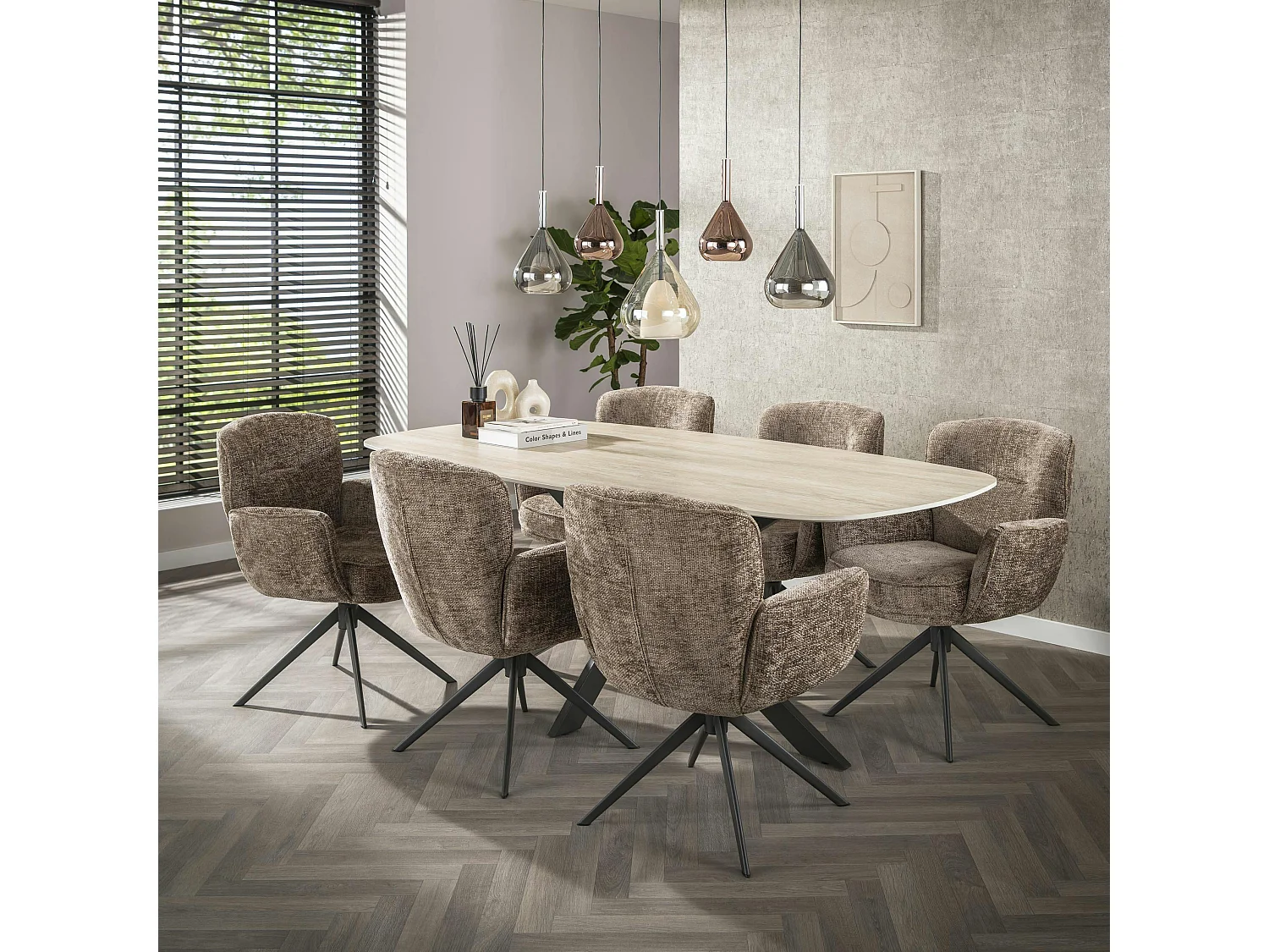 Fauteuil pivotant beige chaud à dossier souple (lot de 2) ASCOLI