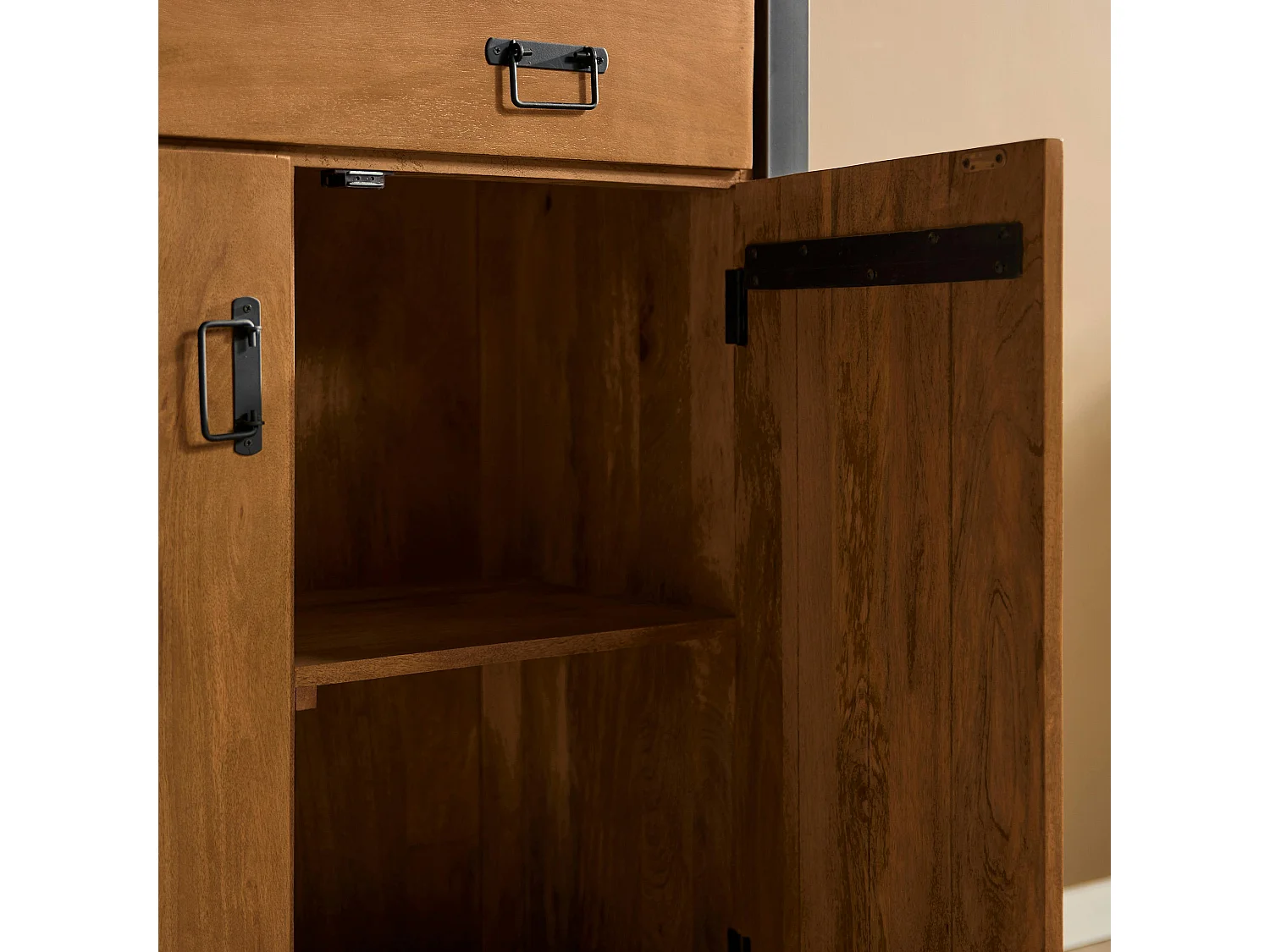 Meuble de rangement bois métal 2 portes MILORA