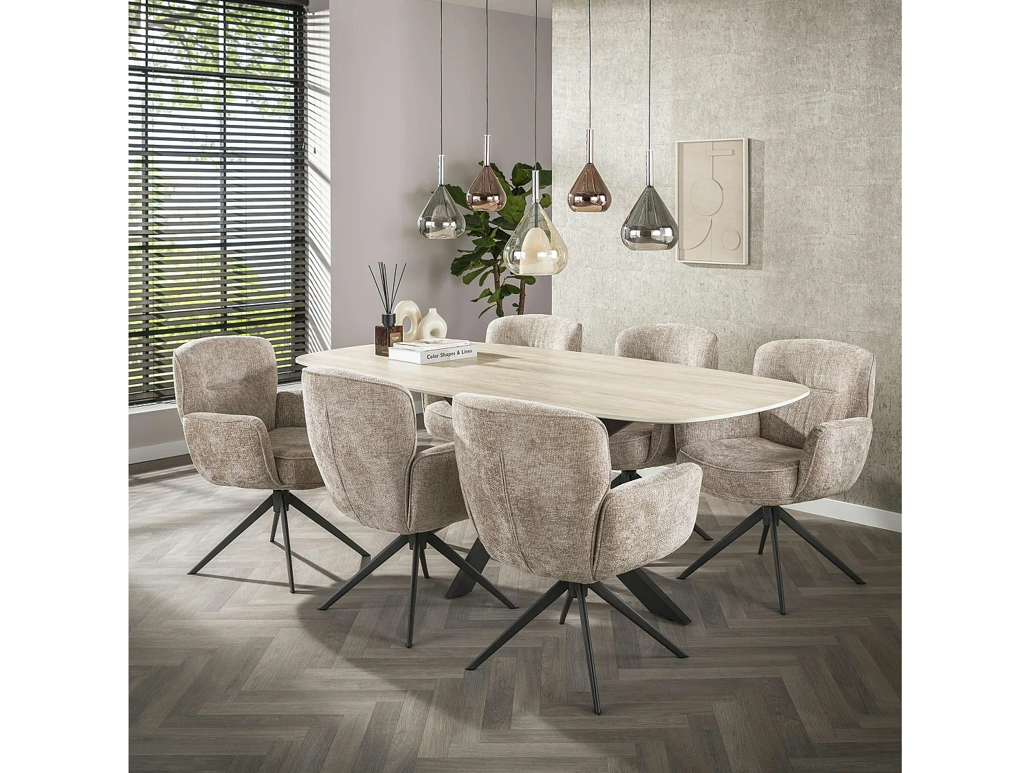 Fauteuil pivotant beige à dossier souple (lot de 2) ASCOLI