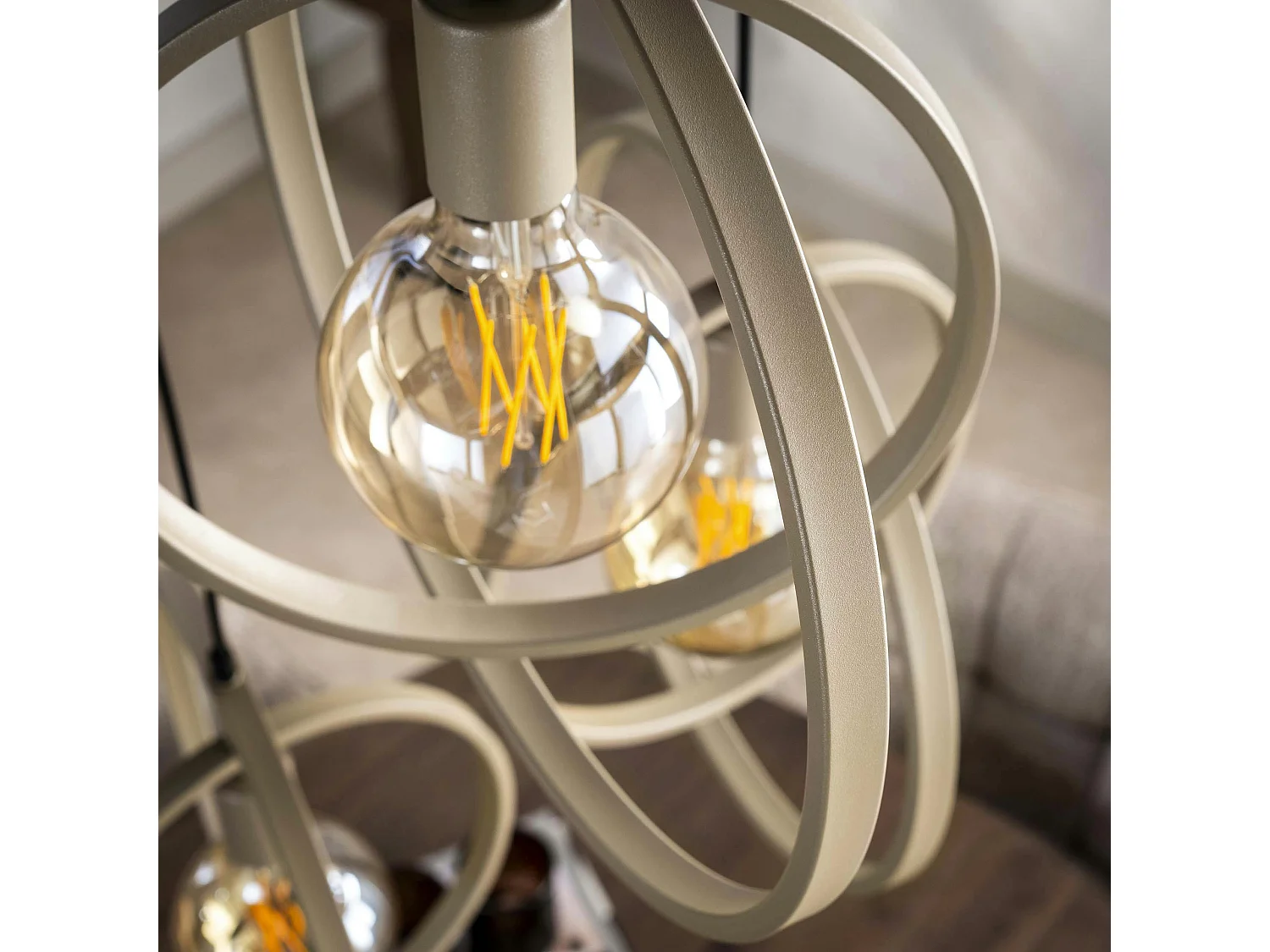 Suspension multiple beige 3 anneaux pivotants TRIBECA