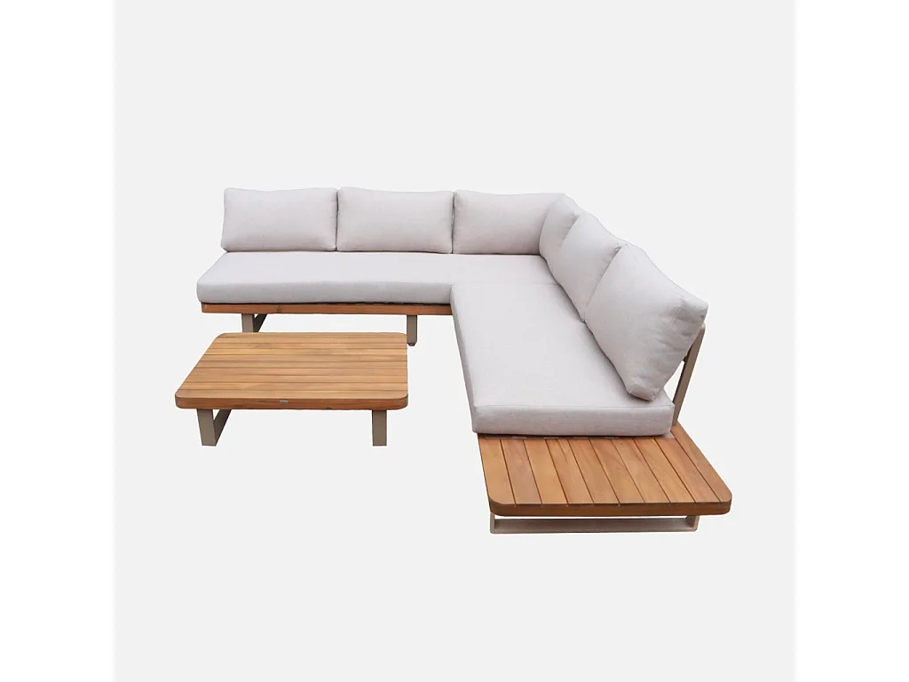Salotto da giardino modulare in alluminio, 4 posti, beige