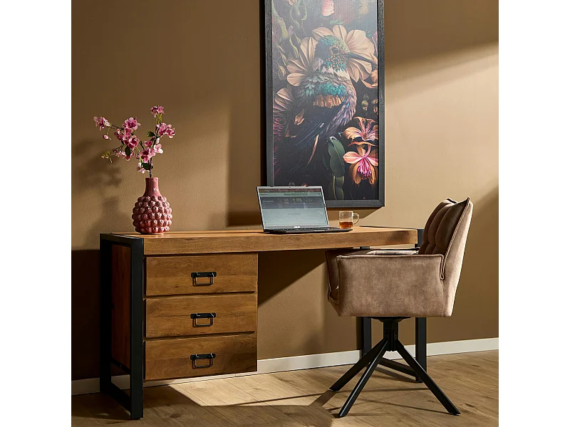 Bureau en bois 3 tiroirs MILORA