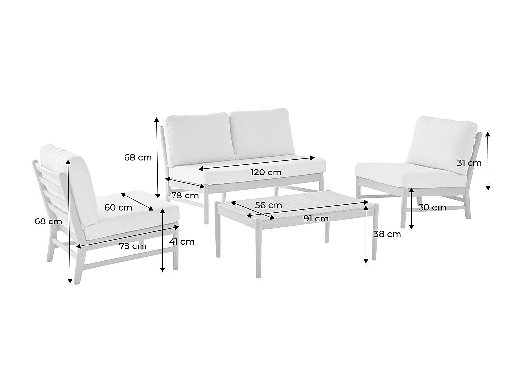 Conjunto de jardín de madera de acacia para 4 personas natural