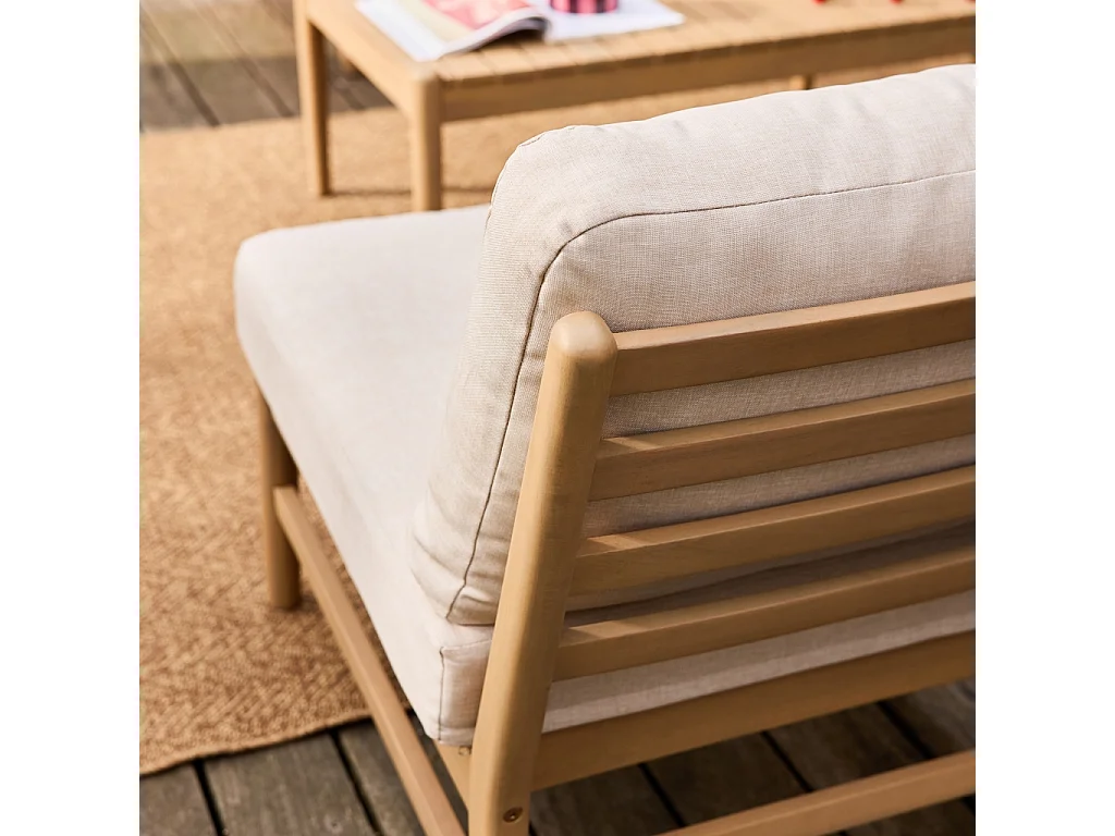 Salon de jardin bois d'acacia naturel 4 places - Lunari