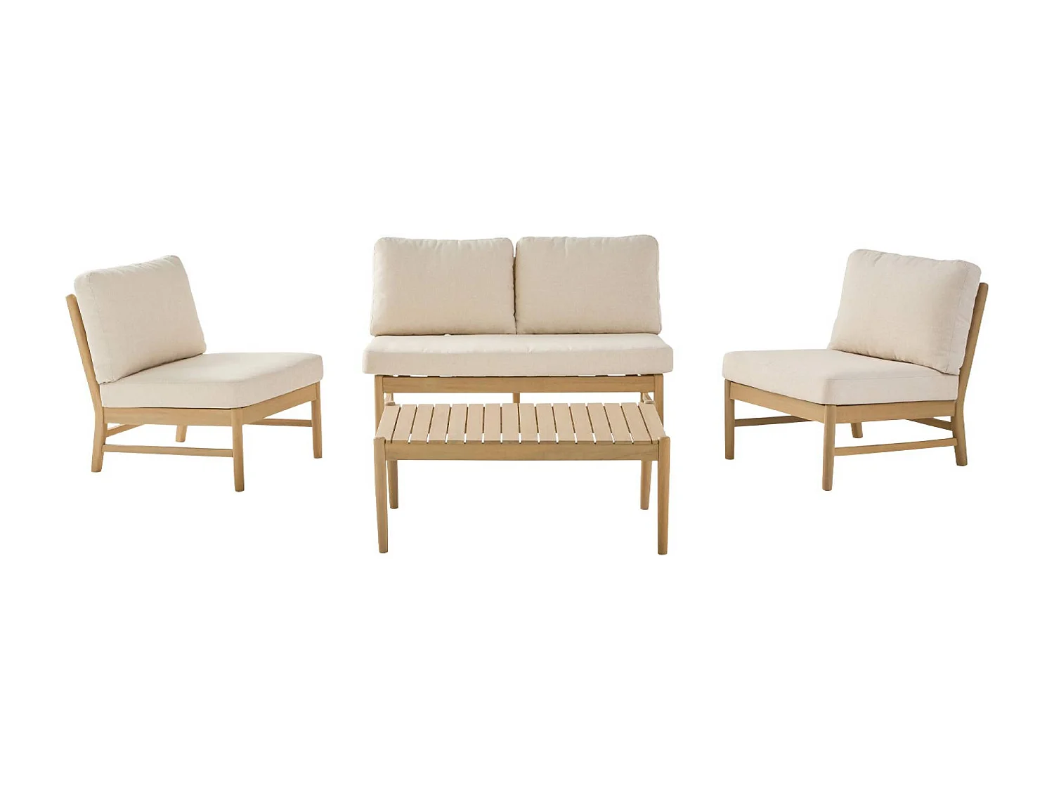 Salon de jardin bois d'acacia naturel 4 places - Lunari