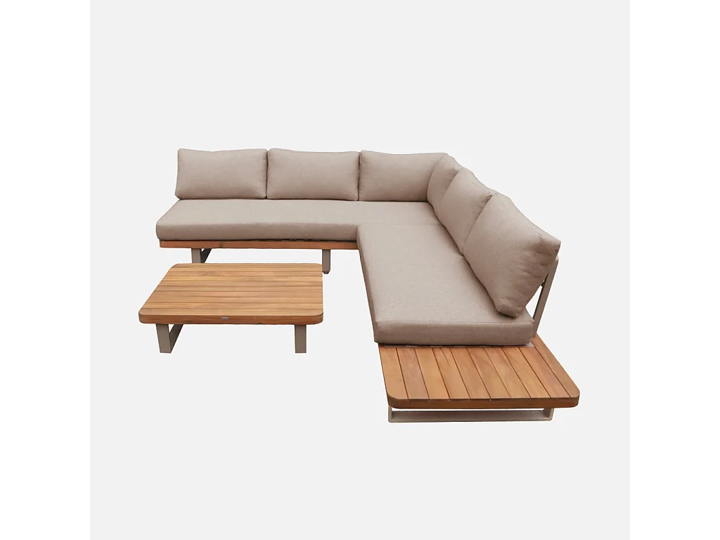 Salotto da giardino modulare in alluminio, 4 posti, marrone