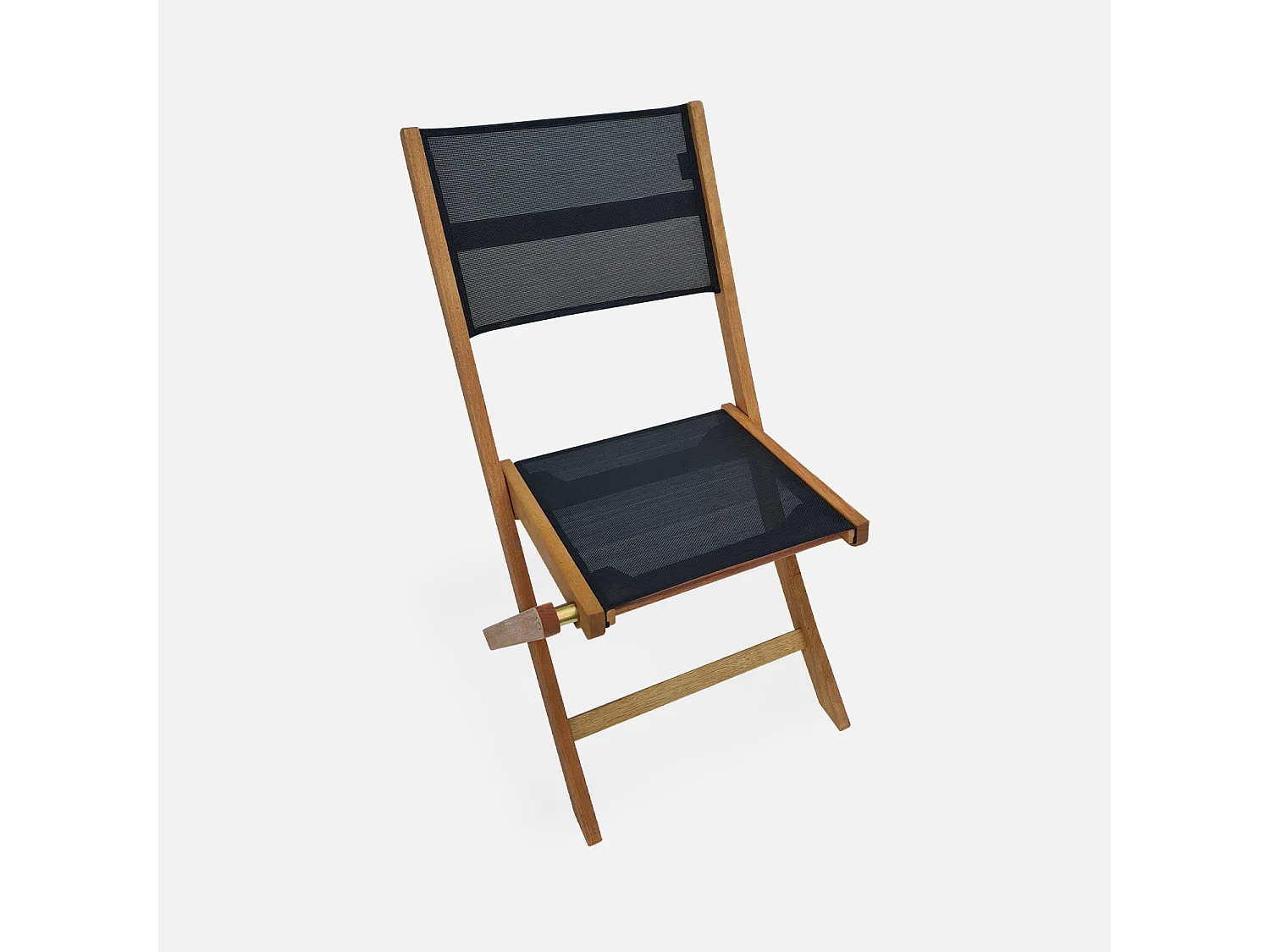 Silla de jardín plegable de madera de eucalipto, set de 2 negro