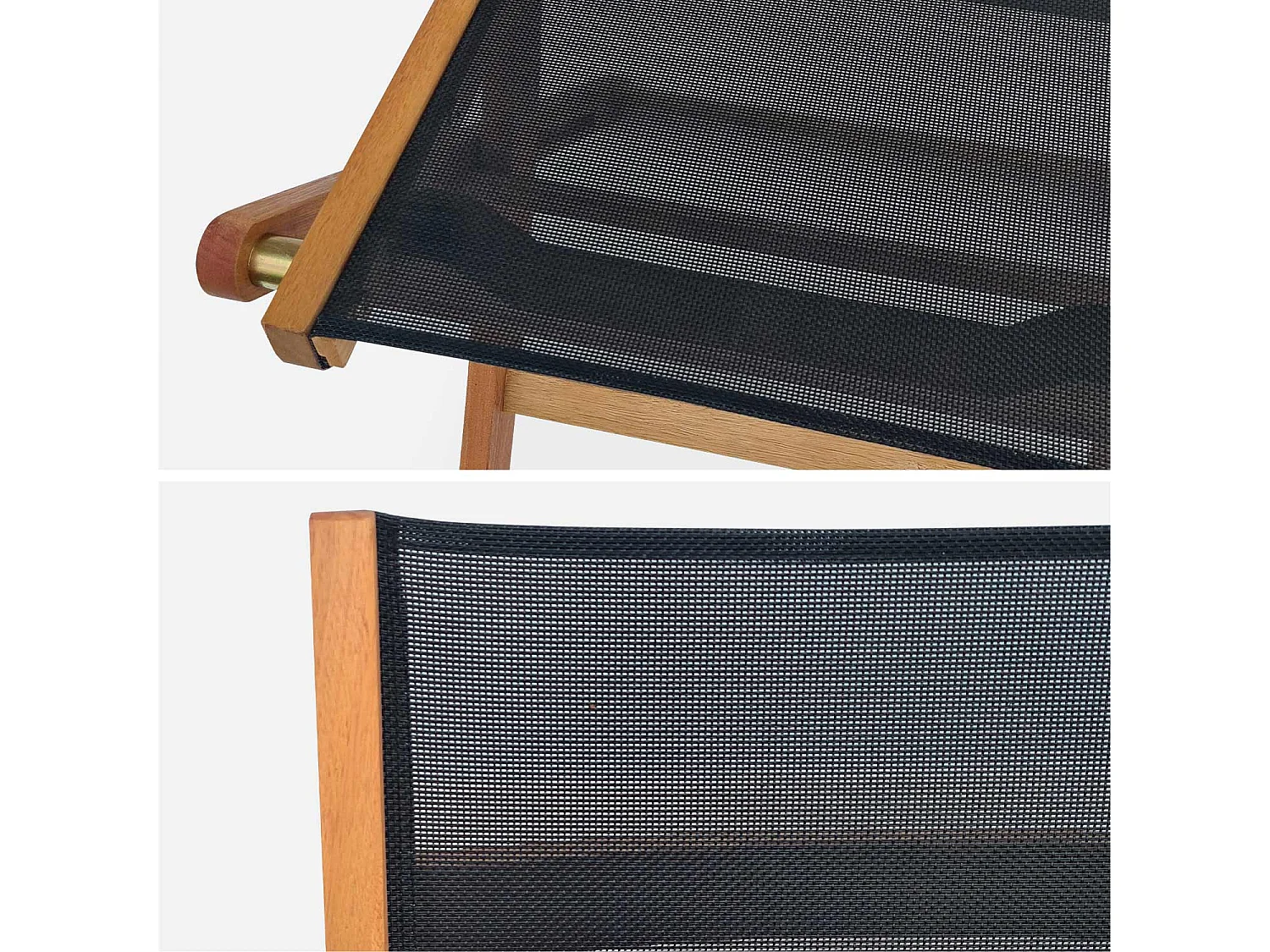 Silla de jardín plegable de madera de eucalipto, set de 2 negro