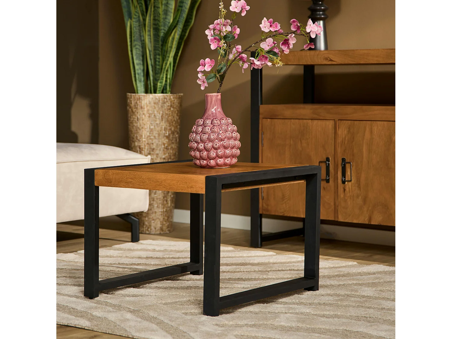 Bout de canapé bois métal MILORA