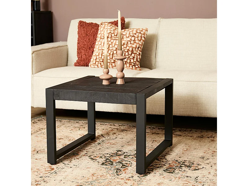 Bout de canapé noir en bois MILORA