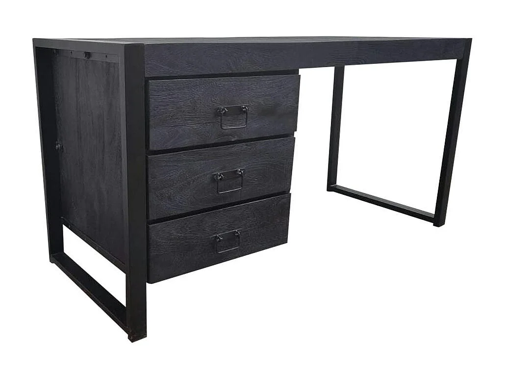 Bureau bois noir 3 tiroirs MILORA