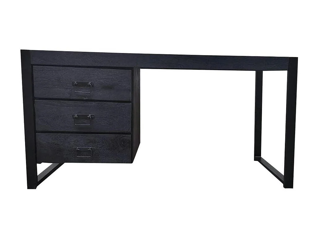 Bureau bois noir 3 tiroirs MILORA