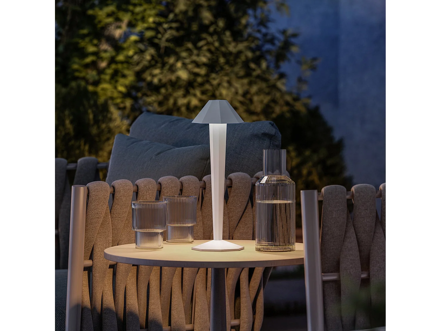 Lampe de table sans fil aluminium KRYPTON Blanc H35cm