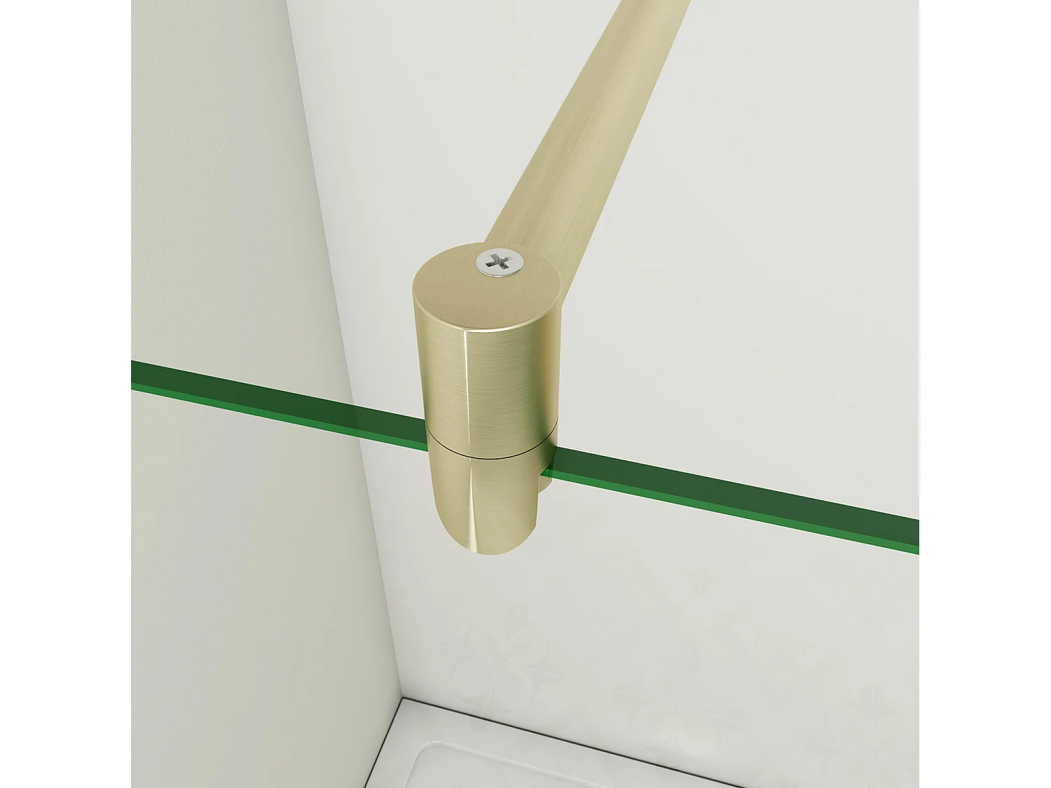 Box Doccia Walk In 120x200 cm Parete Fissa Vetro 10 mm Trasparente Anticalcare Oro Spazzolato Barra Stabilizzatrice 70-120 cm