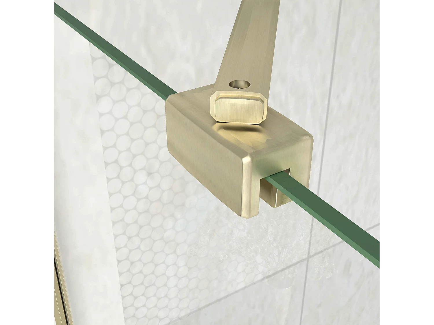 Box Doccia Walk In 85x200 cm Parete Fissa Vetro 8 mm Trasparente Anticalcare Oro Spazzolato Barra Stabilizzatrice 45 cm Snodabile