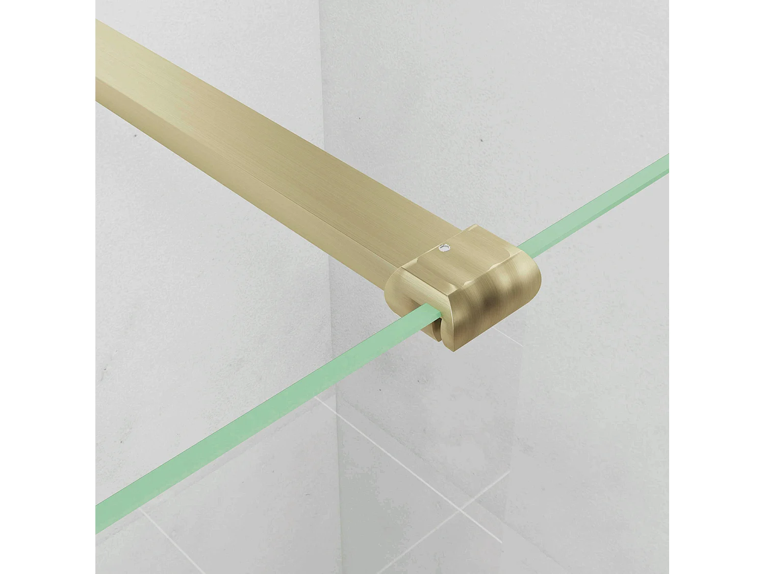 Box Doccia Walk In 110x200 cm Parete Fissa Vetro 8 mm Trasparente Anticalcare Oro Spazzolato Barra Piatta Stabilizzatrice 90 cm