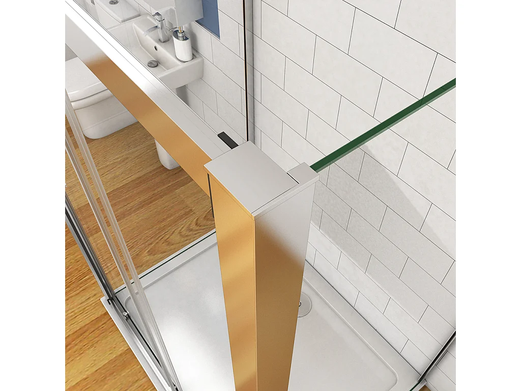 185 cm Box Doccia a Tre Lati Porta Scorrevole con Doppia Parete Fissa Vetro Temperato 5 mm Trasparente Telaio Cromato Lucido 140x80x80 cm