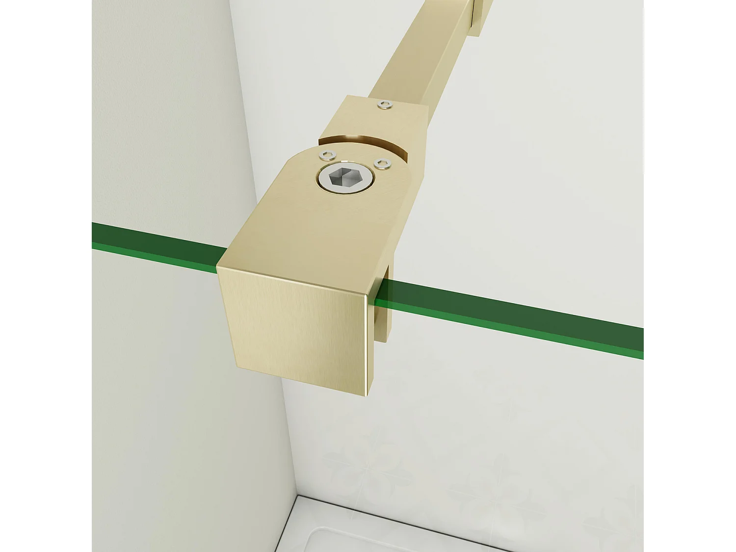 Box Doccia Walk In 60x200 cm Parete Fissa Vetro 8 mm Trasparente Anticalcare Oro Spazzolato con Barra Stabilizzatrice 73-120 cm