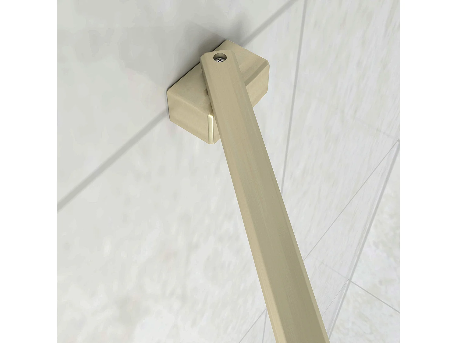 Box Doccia Walk In 50x200 cm Parete Fissa Vetro 8 mm Trasparente Anticalcare Oro Spazzolato Barra Stabilizzatrice 45 cm Snodabile