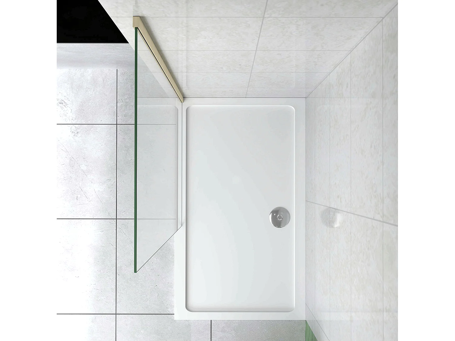 Box Doccia Walk In 100x200 cm Parete Fissa Vetro 8 Trasparente Anticalcare Oro Spazzolato