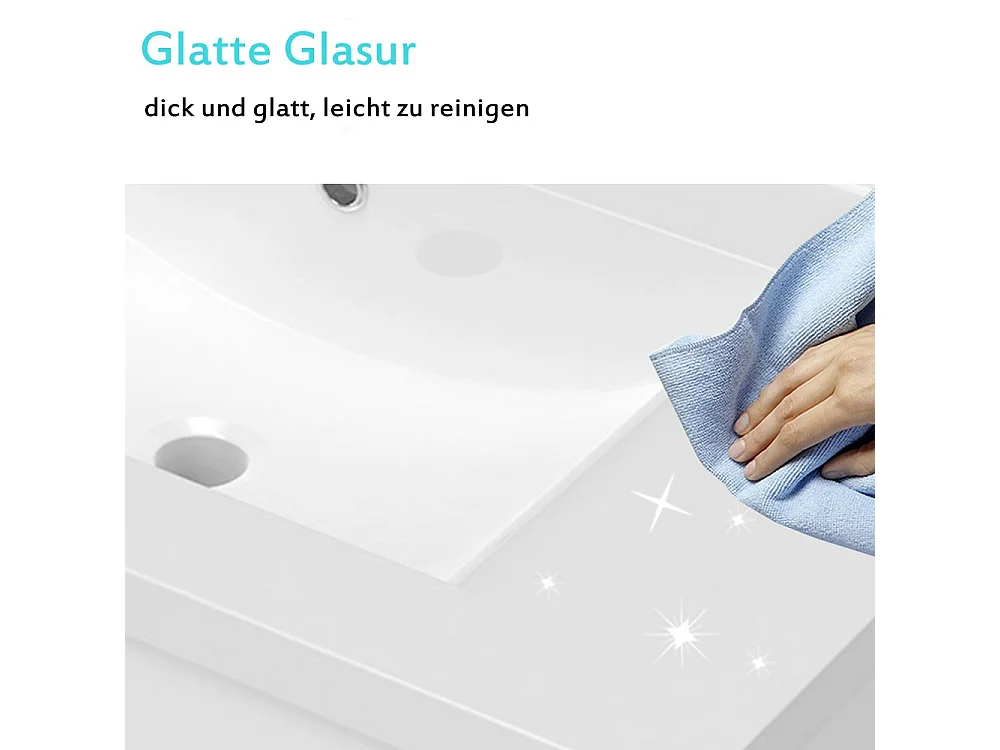 AICA Waschbeckenunterschrank hängend 50cm Dunkelgrau Mineralguss-Waschbecken mit Unterschrank - Hochglanz Dunkelgrau - CINIC