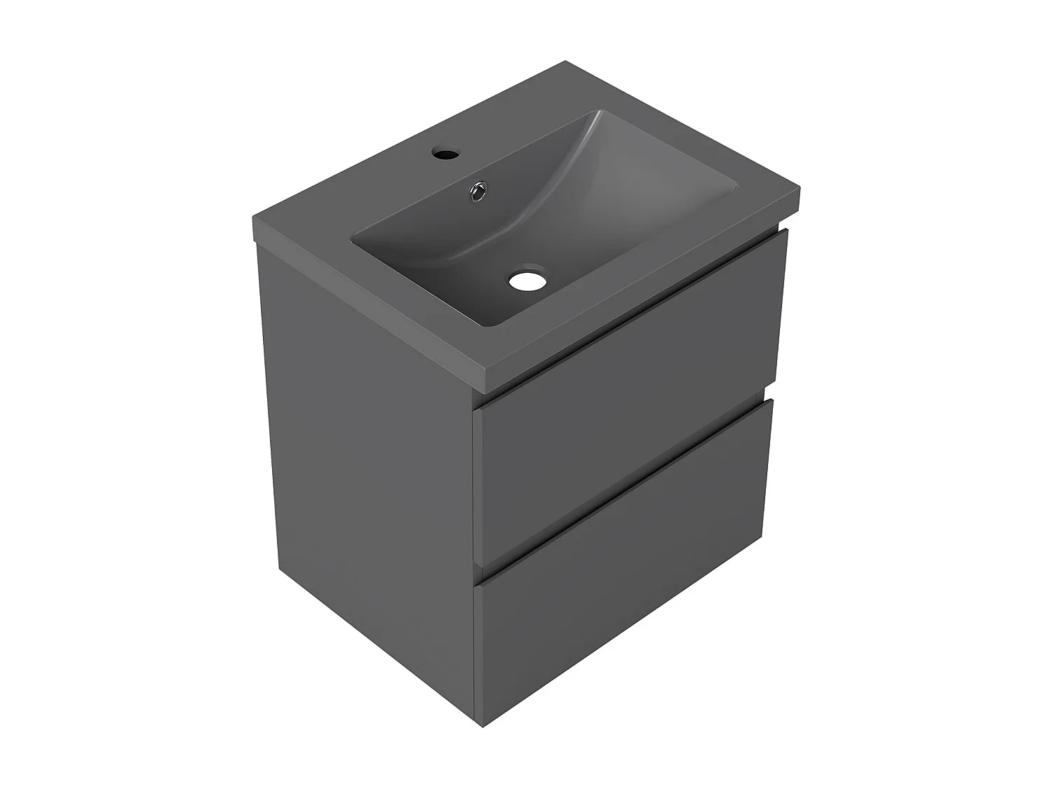AICA Waschbeckenunterschrank hängend 50cm Dunkelgrau Mineralguss-Waschbecken mit Unterschrank - Dunkelgrau Matt - CINIC