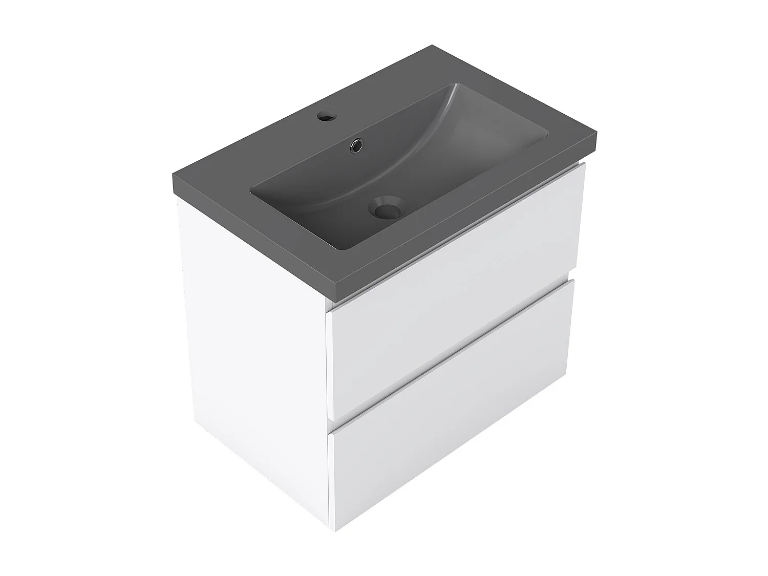 AICA Waschbeckenunterschrank hängend 60cm Dunkelgrau Mineralguss-Waschbecken mit Unterschrank - Weiß Matt - CINIC
