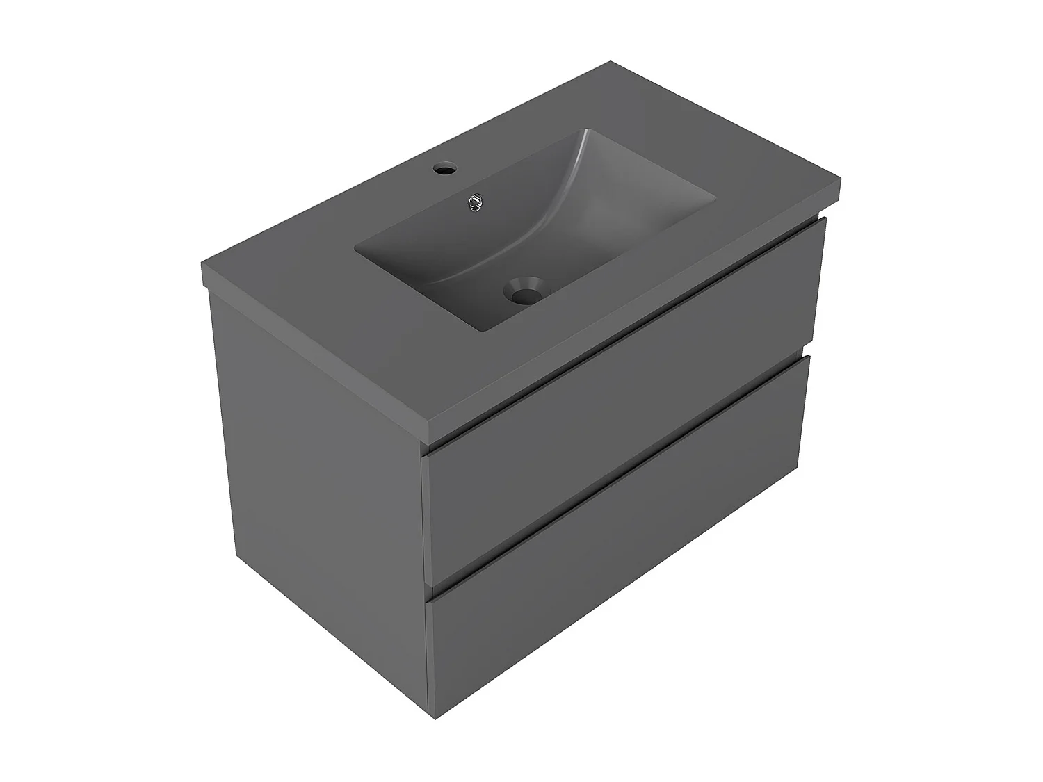 AICA Waschbeckenunterschrank hängend 80cm Dunkelgrau Mineralguss-Waschbecken mit Unterschrank - Dunkelgrau Matt - CINIC