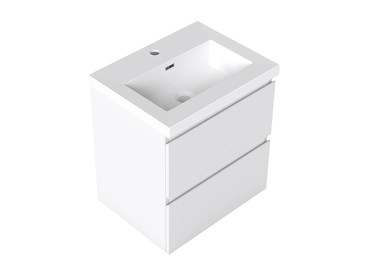 AICA Waschbeckenunterschrank hängend 50cm Rechteckiges Mineralguss-Waschbecken mit Unterschrank - Weiß Matt - CINIC