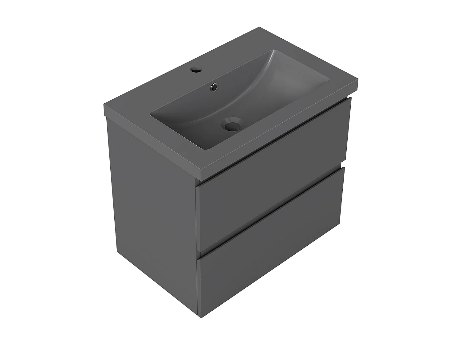 AICA Waschbeckenunterschrank hängend 60cm Dunkelgrau Mineralguss-Waschbecken mit Unterschrank - Dunkelgrau Matt - CINIC