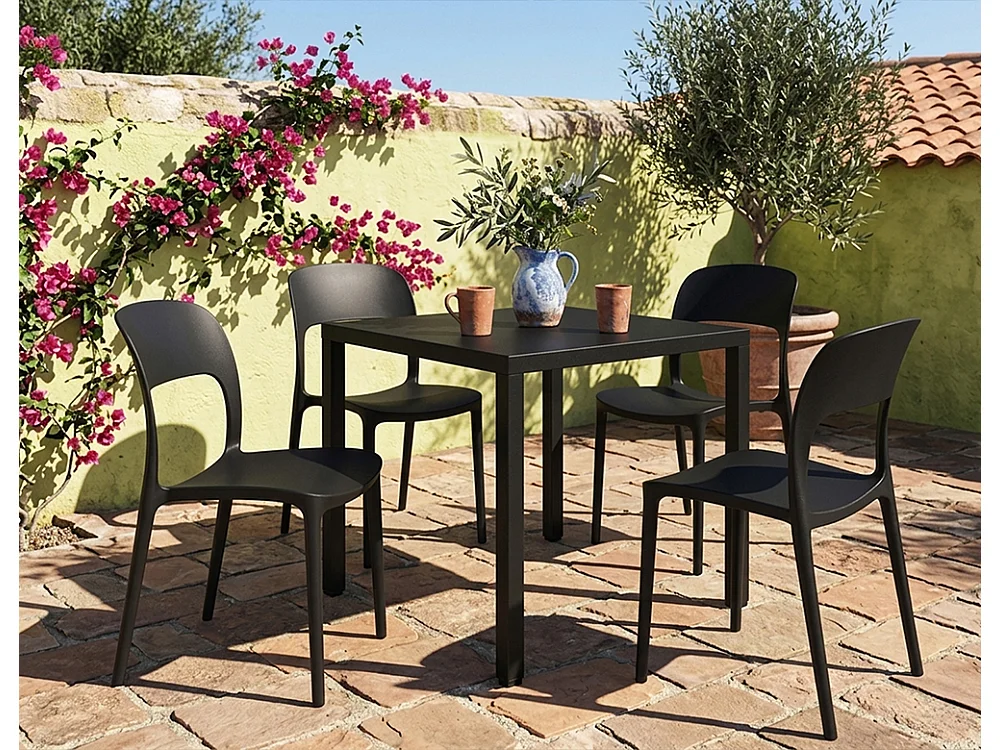 Tavolo da esterno 70×70 cm tavolo da giardino nero – Alan