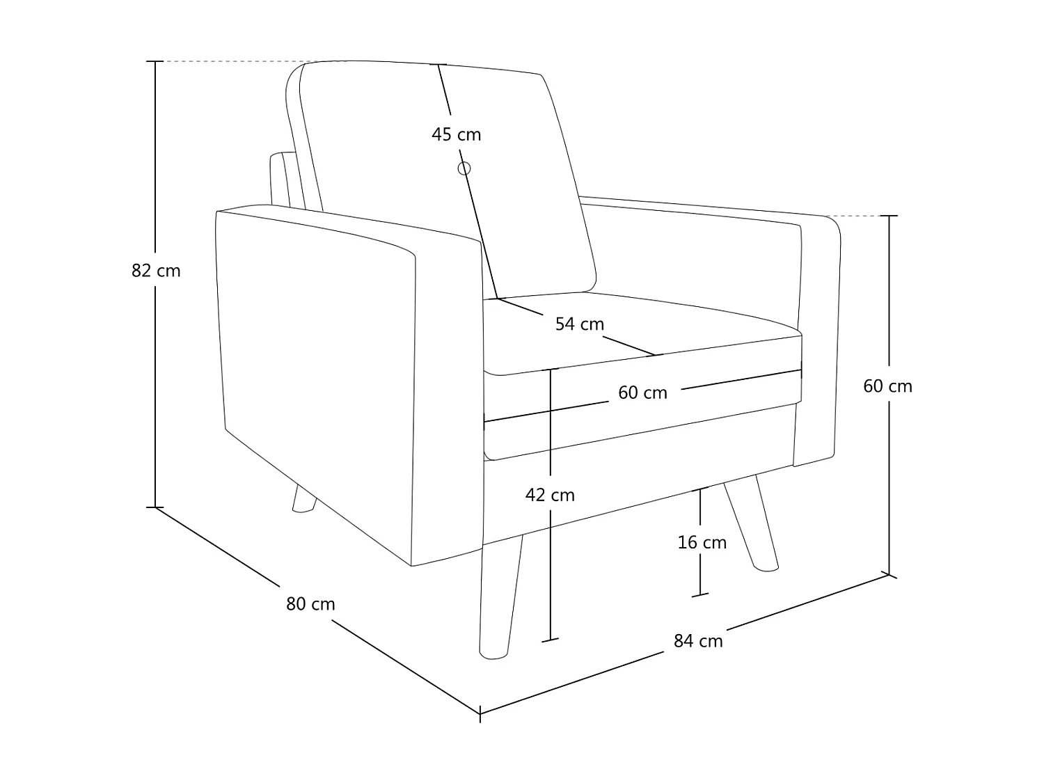 Poltrona moderna con piedi in legno – Chloe