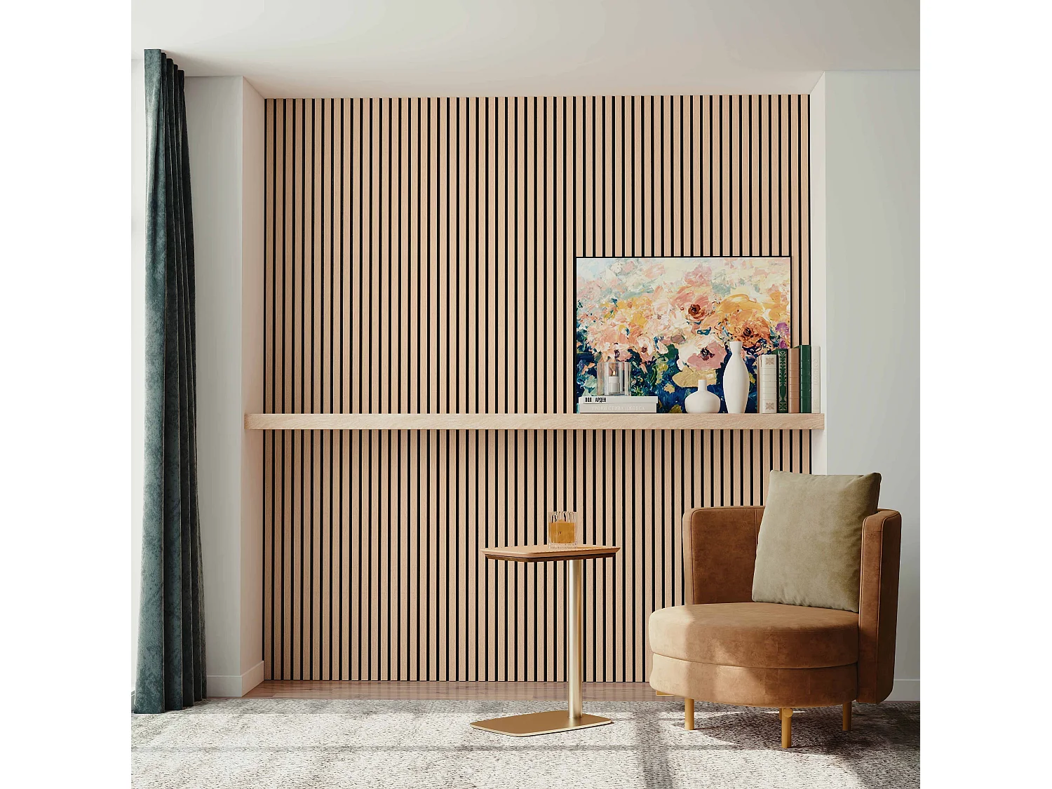 Set di 2 pannelli acustici in legno MDF,L120xL60cm SP21mm, Pannelli fonoassorbenti scansionati in 3D con finitura effetto legno rovere scuro