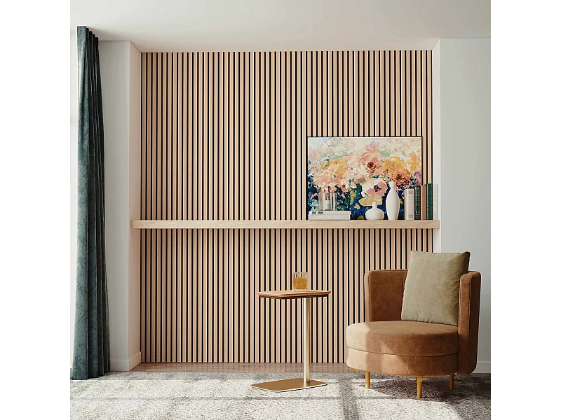 Set di 2 pannelli acustici in legno MDF,L120xL60cm SP21mm, Pannelli fonoassorbenti scansionati in 3D con finitura effetto legno rovere scuro