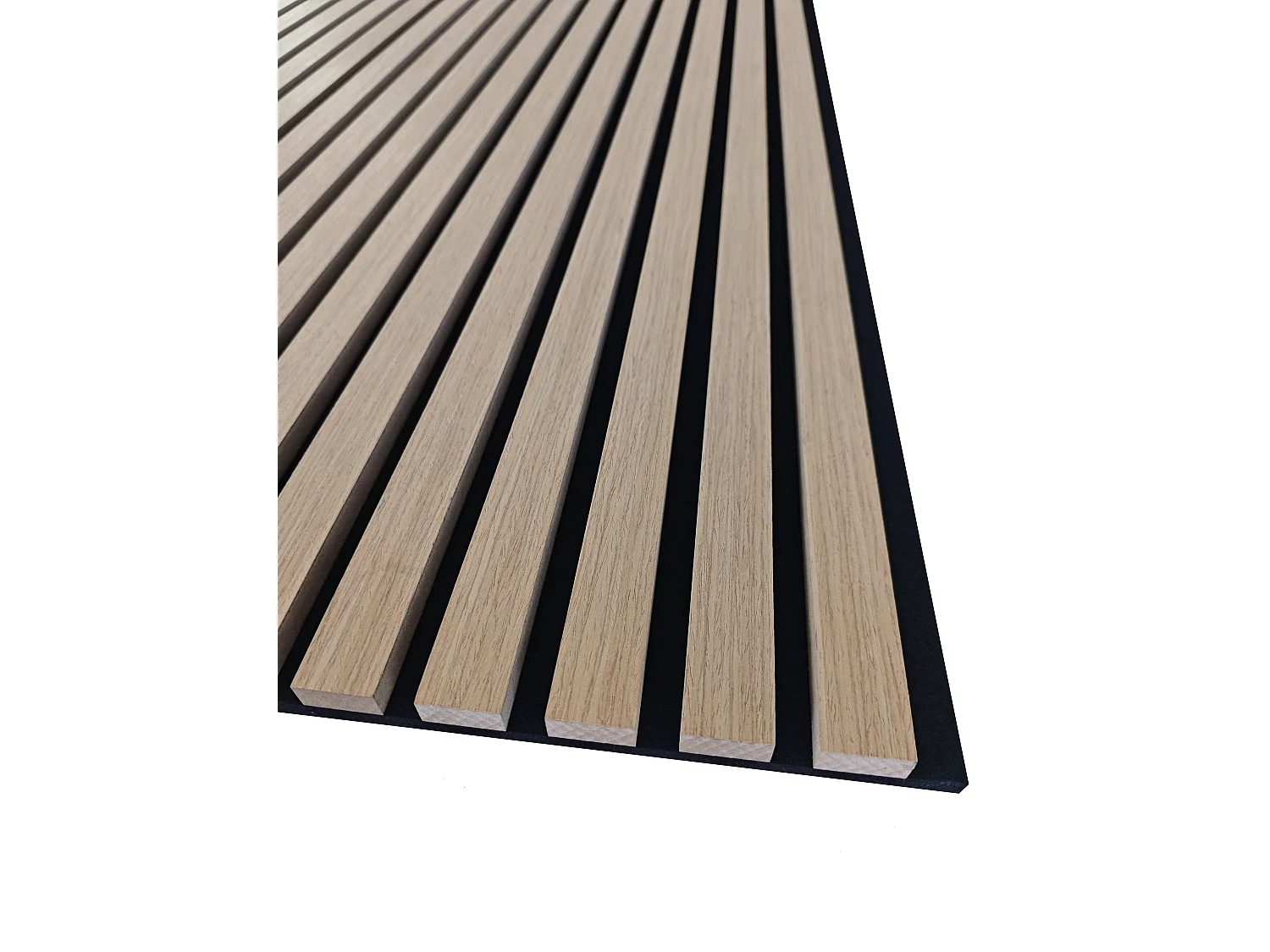 Set di 2 pannelli acustici in legno MDF,L260xL30cm SP21mm, Pannelli fonoassorbenti scansionati in 3D con finitura effetto legno rovere scuro