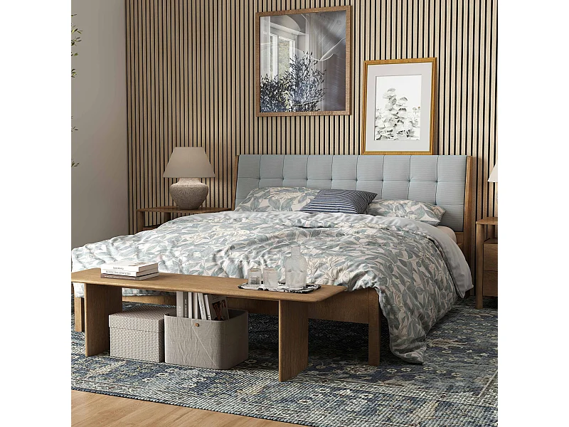 Set di 3 pannelli acustici in legno MDF,L240xL60cm SP21mm, Pannelli fonoassorbenti scansionati in 3D con finitura effetto legno rovere chiaro