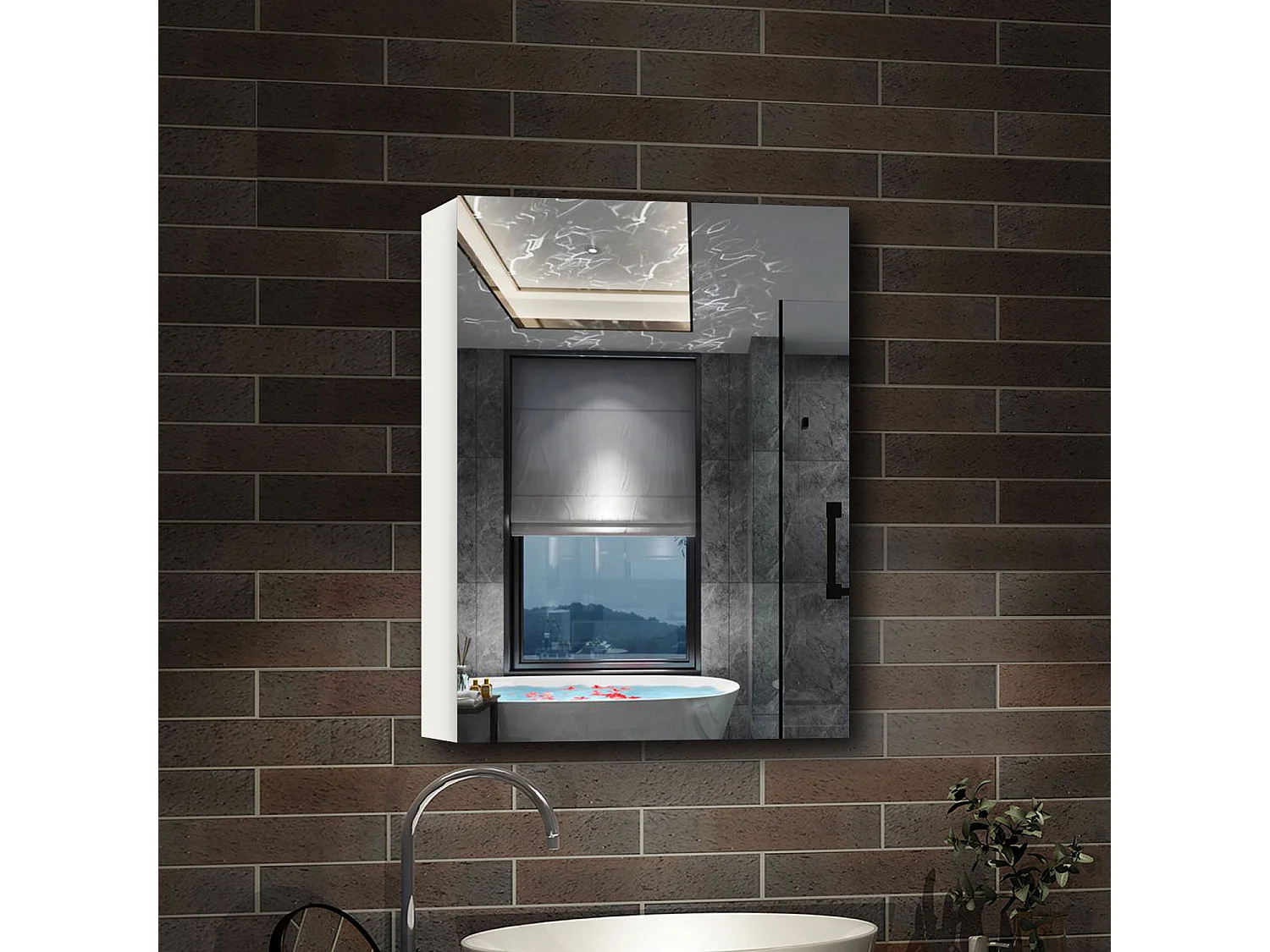 Armario con espejo para baño 700 x 500 x 130 mm Con 3 estantes,acabado espejo de alta definición,impermeabilización de armario