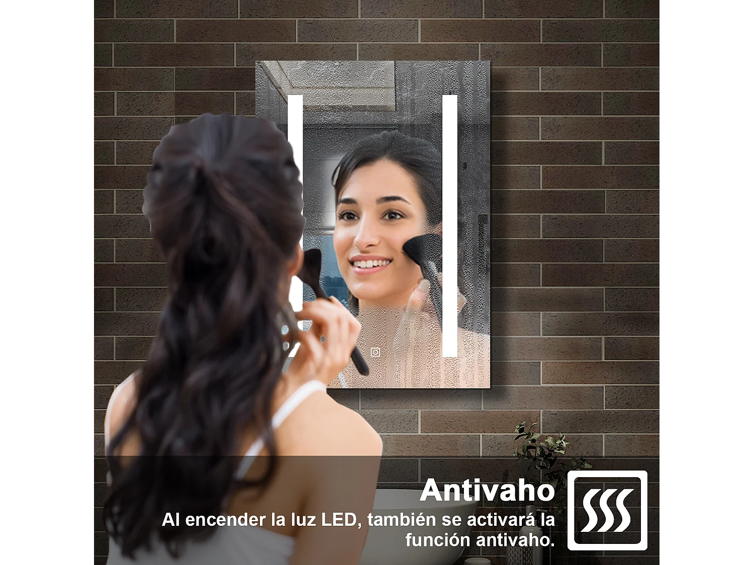 Armario con espejo para baño 700 x 500 x 130 mm Con 3 estantes, luz led con 3 colores, antivaho y brillo ajustable
