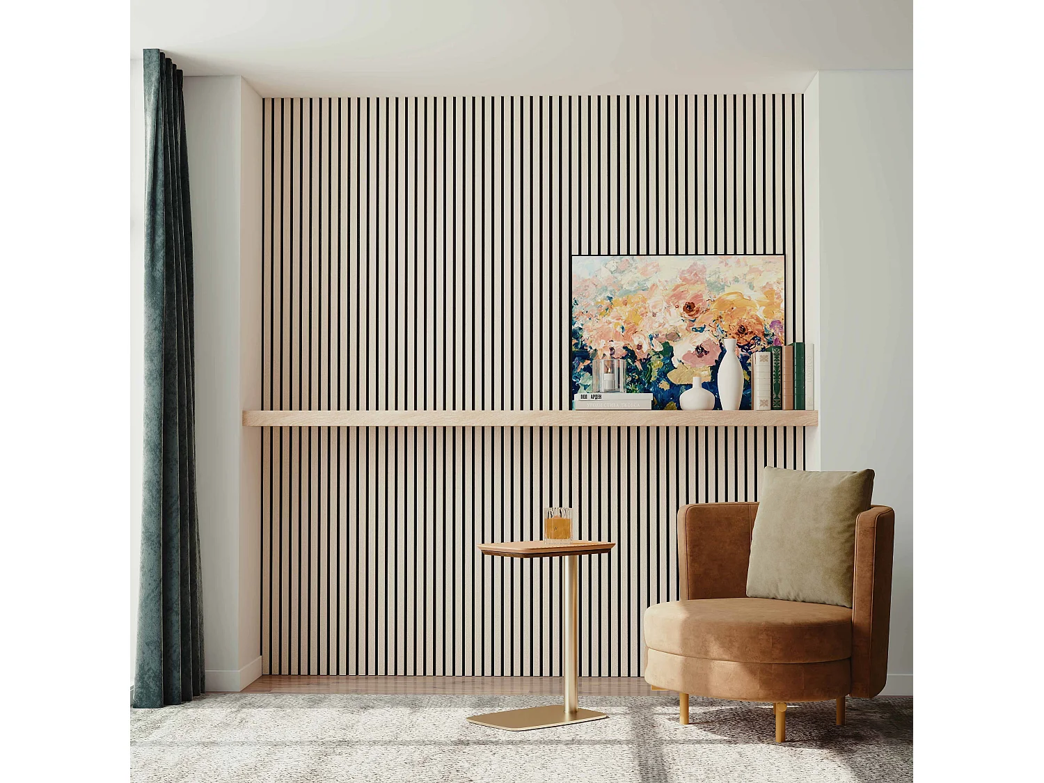 Set di 2 pannelli acustici in legno MDF,L120xL60cm SP21mm, Pannelli fonoassorbenti scansionati in 3D con finitura effetto legno rovere