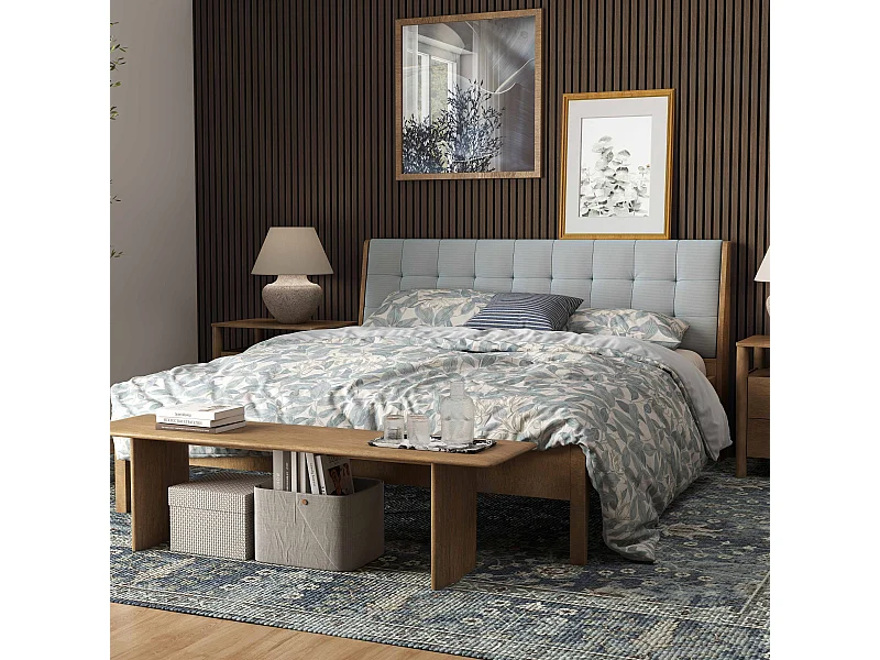 Set di 2 pannelli acustici in legno MDF,L240xL60cm SP21mm, Pannelli fonoassorbenti scansionati in 3D con finitura effetto legno Noce