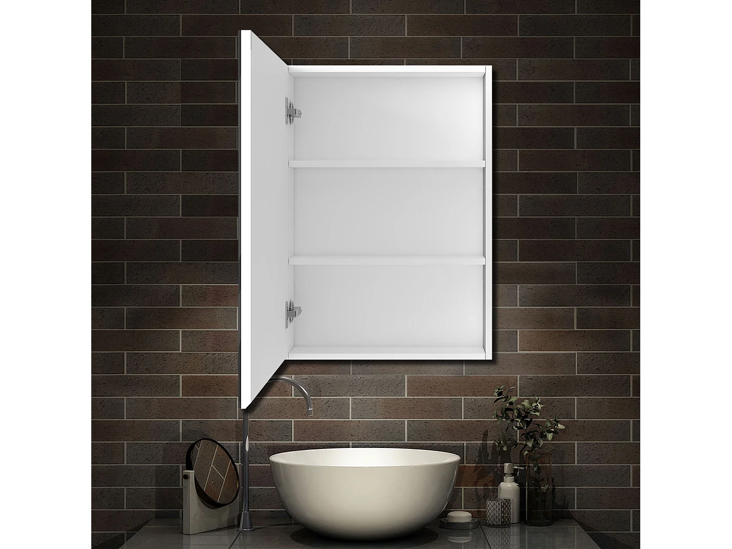 Armario con espejo para baño 700 x 400 x 130 mm Con 3 estantes,acabado espejo de alta definición,impermeabilización de armario